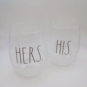 Rae Dunn Glass His and Hers Wine Tumblers